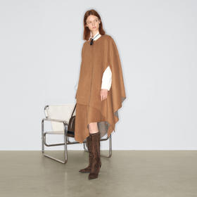 lost in echo2025早秋新款不对称两件式双面呢宽松斗篷外套半裙女