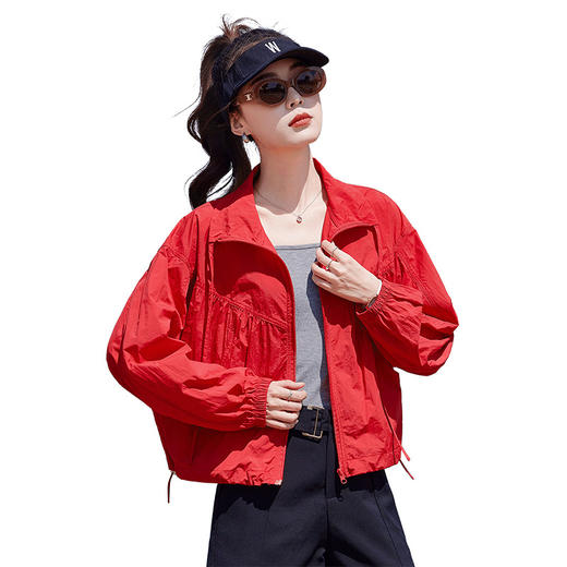 丁摩 红色宽松防晒衣女20新款夏季透气减龄休闲短外套5ZF-2527 商品图4