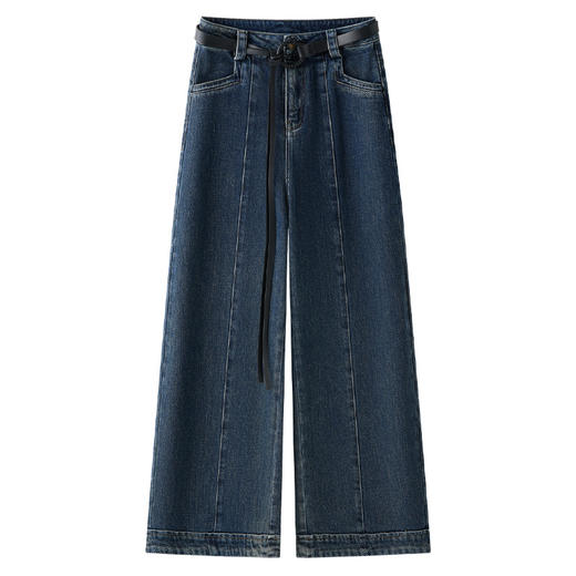 QYM F2126-Y阔腿裤休闲牛仔裤宽松高腰直筒裤九分裤 商品图4