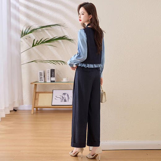 HR MEIQIN5556小香风轻熟御姐时尚套装裤气质穿搭阔腿裤两件套 商品图6