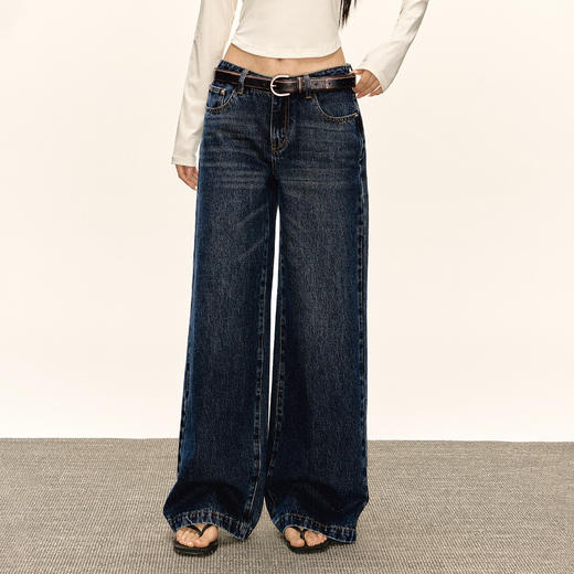 Ariseism 美式复古牛仔裤女秋季新款宽松阔腿长裤子 商品图0
