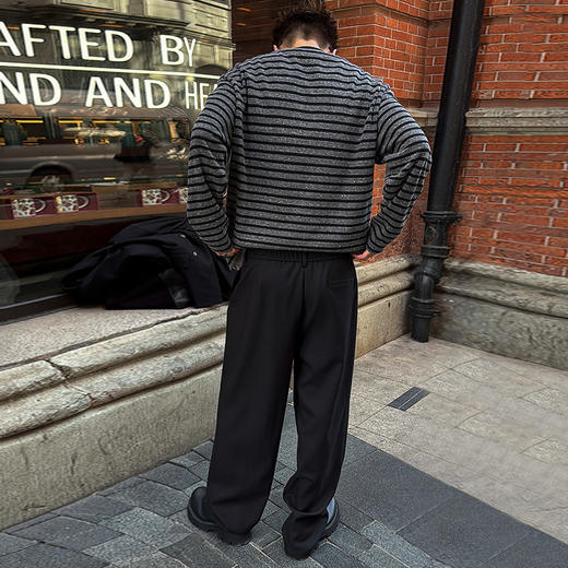 徐太浪【垂坠 松弛感】340g宽松直筒黑色西裤男春秋大码正装裤子 商品图2