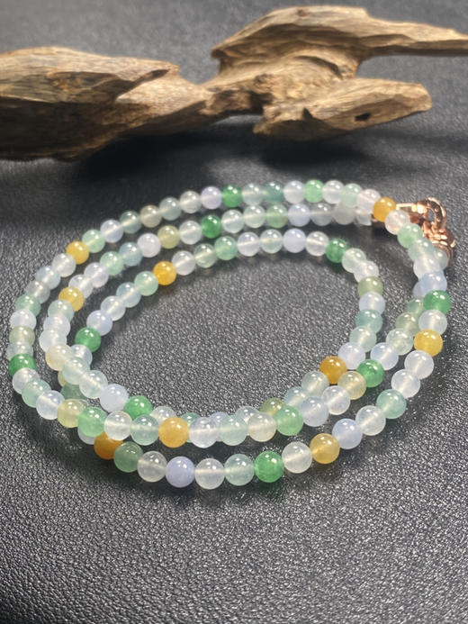 【FC0167】翡翠高冰多彩小米珠项链 水润光泽 荧光起胶 色彩丰富 商品图3