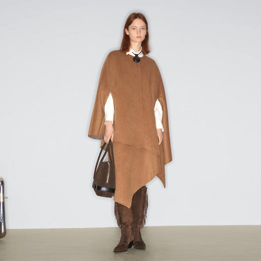 lost in echo2025早秋新款不对称两件式双面呢宽松斗篷外套半裙女 商品图4