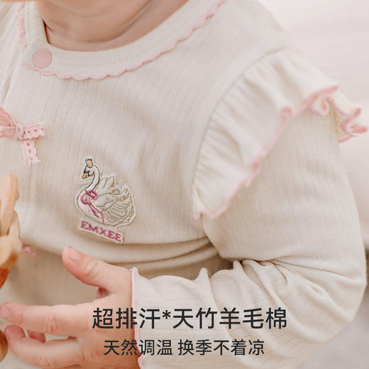 嫚熙婴儿连体衣竹棉羊毛包屁衣宝宝连身衣爬服哈衣-H 商品图3