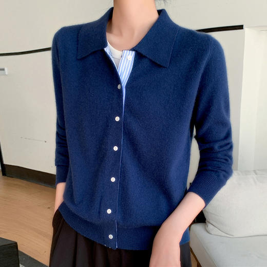 纤束马安迪绒假两件POLO领针织开衫 ZD-3024 商品图14