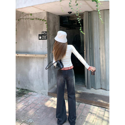 【189元任选2件】现货！黑灰色牛仔微喇裤 商品图4