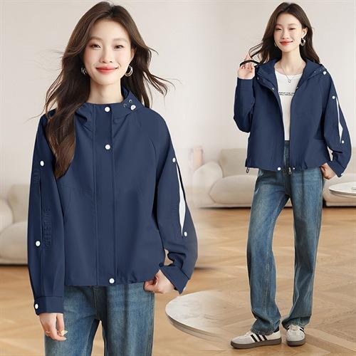 韩版连帽宽松休闲短外套2025秋季新款女装工装风户外运动纯色上衣XYFS6901 商品图1