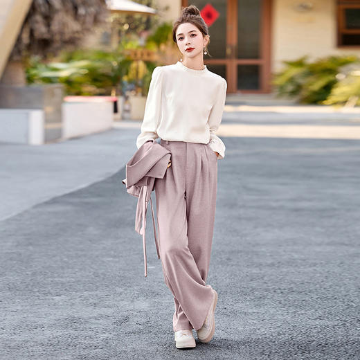 HR MEIQIN5533-1优雅风西装套装衬衫马甲穿搭时尚修身三件套 商品图2