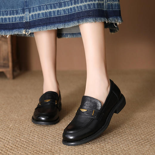 FR 85063英伦风百搭小皮鞋单鞋厚底增高乐福鞋 商品图3