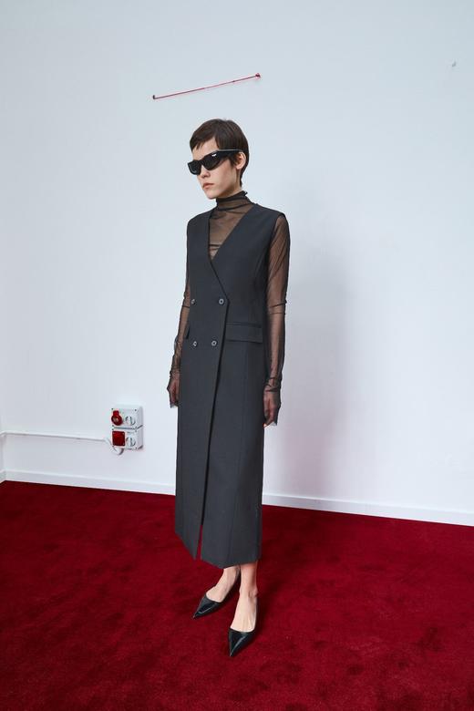 LA PISCINE SUIT DRESS 黑色长款马甲 商品图1