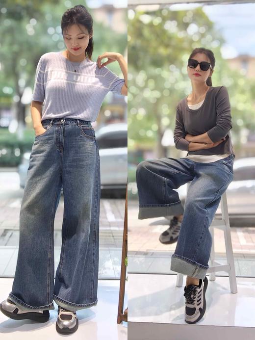 581819直筒阔腿牛仔裤 商品图2