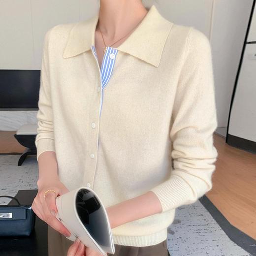 纤束马安迪绒假两件POLO领针织开衫 ZD-3024 商品图7