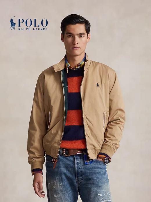 拉夫 哈灵顿夹克工装立领刺绣小马标刺绣，美式行政立领男女夹克撞色格子立领外套 商品图0