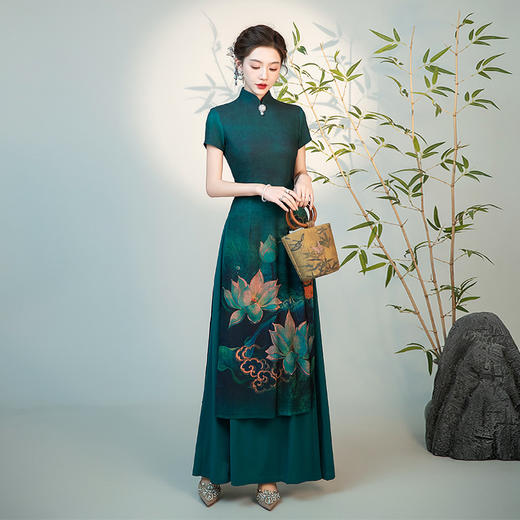 改良越南奥黛走秀旗袍大码宽松QC157 商品图1