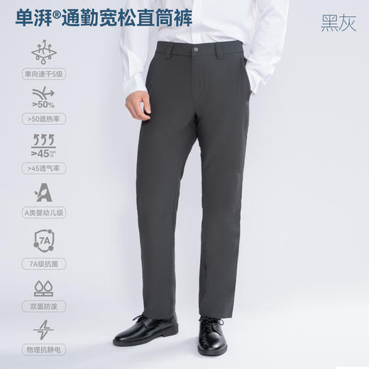 单导25款单湃通勤宽松运动直筒裤通勤商务速干防泼溅休闲男士长裤 商品图1