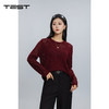秋上新优雅气质风酒红色镂空针织衫1253086 商品缩略图1