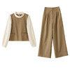 HR MEIQIN5525阔腿套装裤时尚洋气假两件拼接小衫裤子 商品缩略图4
