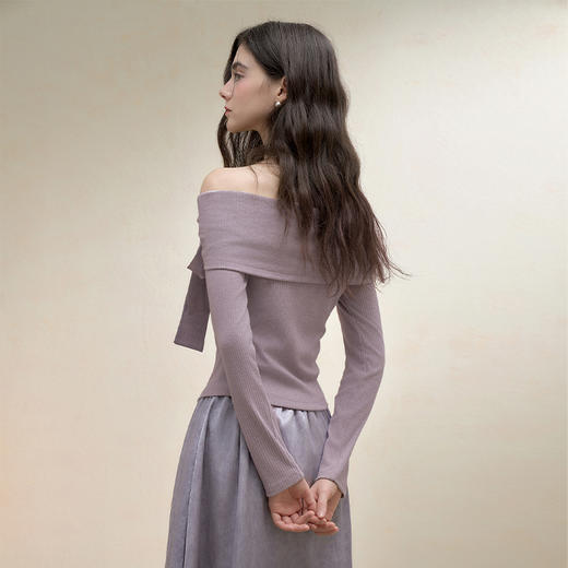 西遇韩系不规则系带蝴蝶结长袖针织T恤女秋季修身显瘦上衣V3051284 商品图4