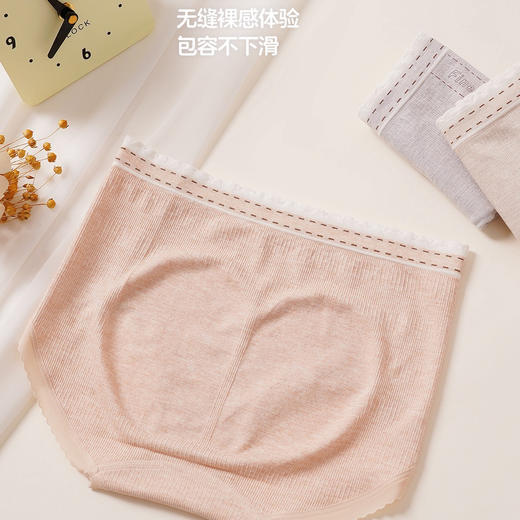 【3条装】女士高弹内裤无缝裸感蚕丝底裆内裤90-120斤【CSL25268】 商品图2