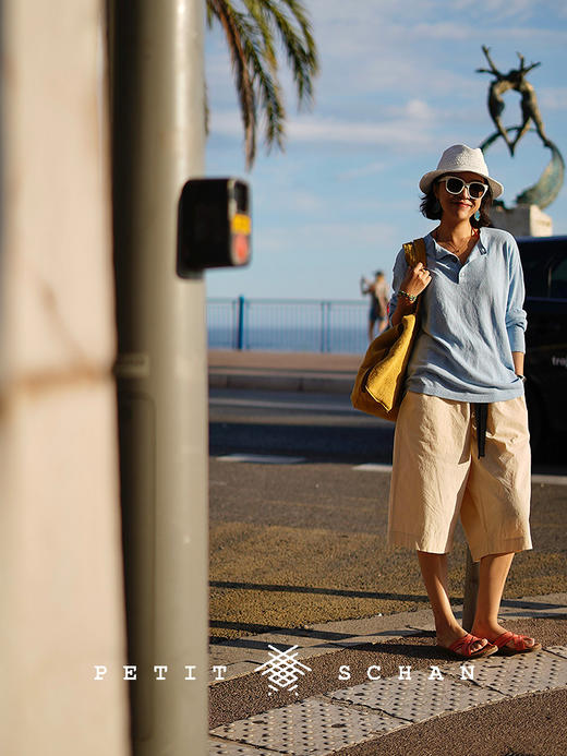 PETIT SCHAN小闪 CLO#893 A sunny autumn day 秋天的晴天 桑蚕丝亨利领刺绣针织衫亨利衫 商品图1
