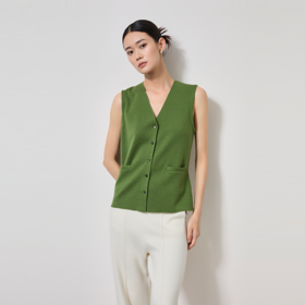 DWCC4200AN  山羊绒 东黎羊绒 女士精仿针织休闲时尚舒适V领系扣马甲