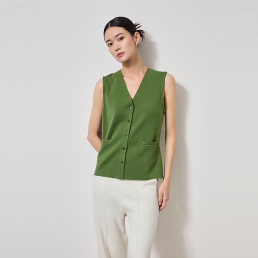 DWCC4200AN  山羊绒 东黎羊绒 女士精仿针织休闲时尚舒适V领系扣马甲 商品图0