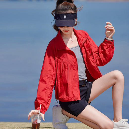 丁摩 红色宽松防晒衣女20新款夏季透气减龄休闲短外套5ZF-2527 商品图1