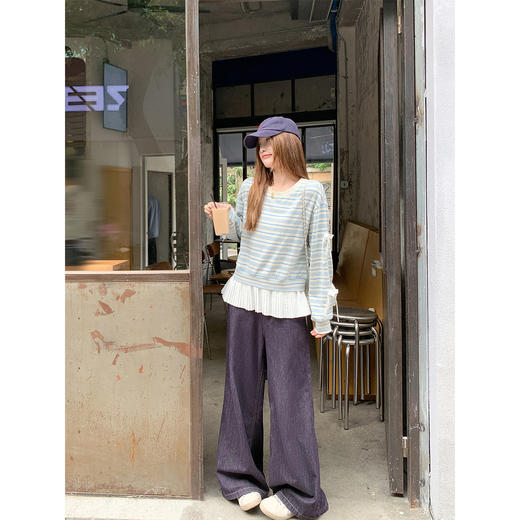 <曾小咸推荐>现货秒杀 ！微信超特价！撞色条纹拼接长袖 日常199.99 立减110 秒杀89.99！！ 商品图3