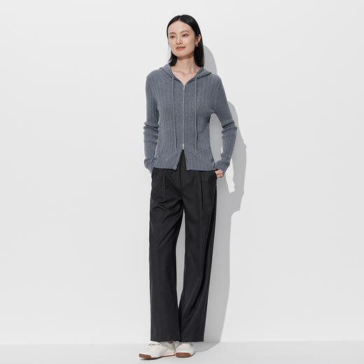 【门店同款】马恩MAXNEW2025秋季新款高腰垂感黑色宽松直筒西装裤 商品图2