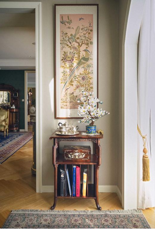 【已售】独角鹿西洋古董 1900年代中国出品「富贵长寿」吉祥花鸟主题刺绣挂屏 商品图0