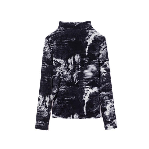 KQL E37M2950洋气T恤外穿印花长袖网纱打底衫 商品图4