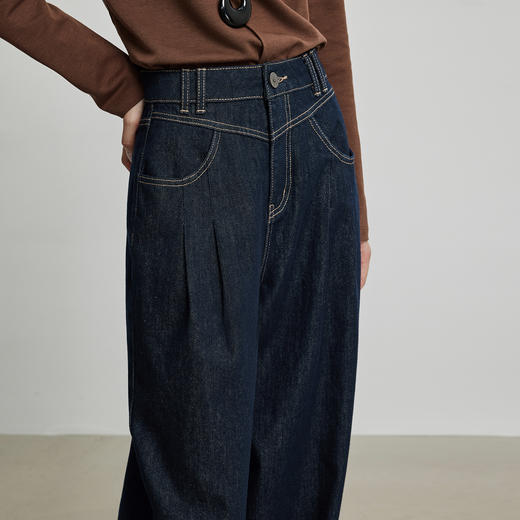 【09/03新品】熙世界原色牛仔裤女直筒宽松2025春秋新款遮跨显瘦慵懒阔腿长裤子 商品图3