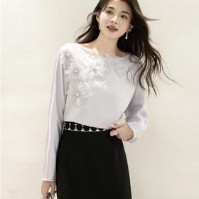 「自」全新升级【铂金会员165/天猫219/差价54】(45746)洛诗琳法式气质雪纺衬衫2025秋季蕾丝立体花显瘦通勤衬衫女