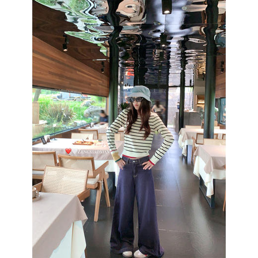 <曾小咸推荐>韩系撞色条纹设计修身显瘦针织 商品图2