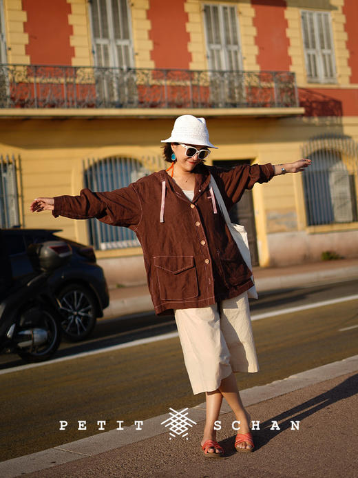 PETIT SCHAN小闪 CLO#463 watermelon soda 西瓜汽水 汉麻亚麻oversize宽松连帽防晒外套 商品图5