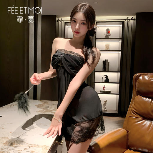 【情趣内衣】霏慕 诱惑透胸挂脖系带连衣裙ZY60 商品图7