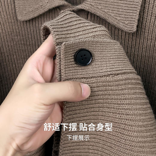 【100%绵羊毛】圣得西男粗织复古羊毛开衫2025秋新款简约百搭毛衣 商品图8