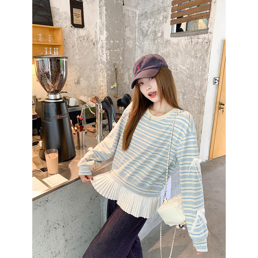 <曾小咸推荐>现货秒杀 ！微信超特价！撞色条纹拼接长袖 日常199.99 立减110 秒杀89.99！！ 商品图2