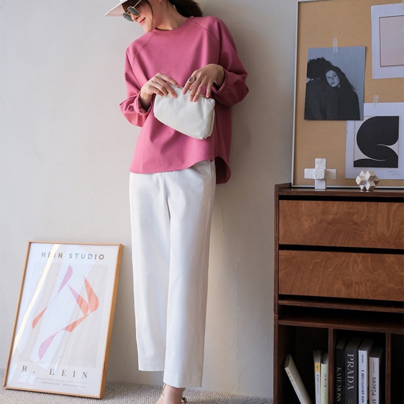 【ORIGNAL&CO莓粉色衬衫卫衣+半裙+裤子系列】空气感T恤卫衣 极简风 宽松纯色