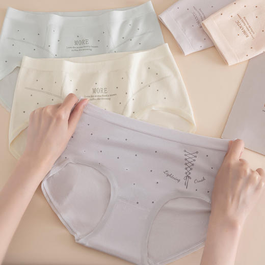 【三条装】女士慵懒小波点内裤抗菌蚕丝底裆90-120斤【CSL25267】 商品图1