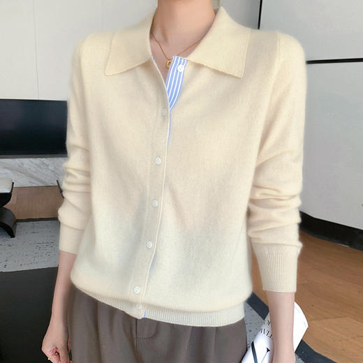 纤束马安迪绒假两件POLO领针织开衫 ZD-3024 商品图6