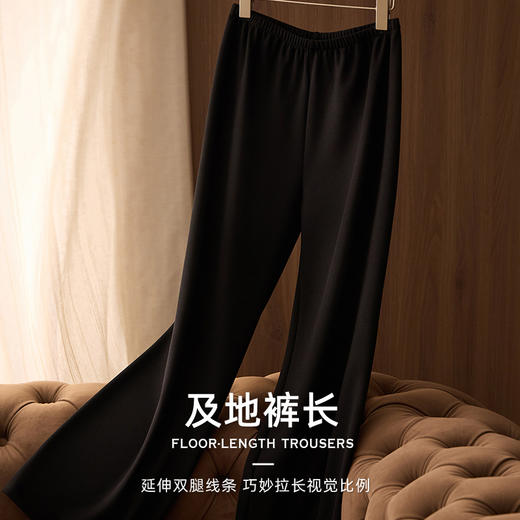 高定款！一片式剪裁真丝垂顺显瘦百搭空气裤 日本宾霸铜氨丝 微阔腿直筒裤，修身又显瘦，松紧高弹平整腰头，上身不鼓包，细竖条纹，随性垂顺，藏肉显瘦不松垮 商品图5