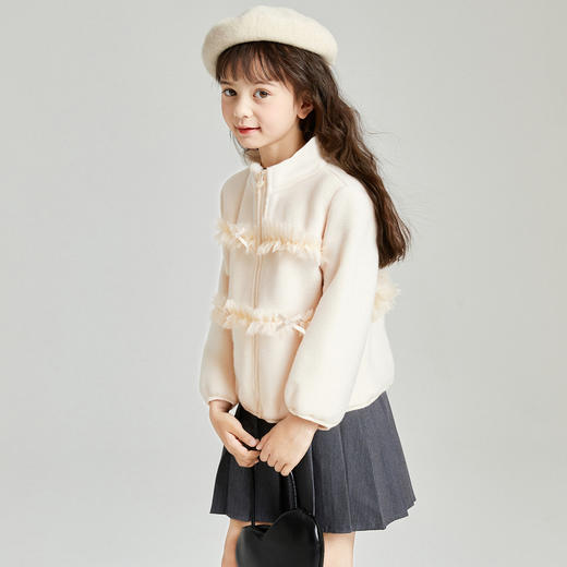 笛莎Deesha 2025冬季新款女童甜美抗静电立领摇粒绒外套 商品图1