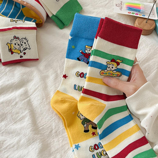 4双装！2025秋款女袜森田优女孩韩系中筒袜 61%精梳棉 袜头无骨不硌脚 商品图2