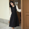 西遇法式黑色长袖连衣裙女秋季新款小香风a字收腰中长裙SS051433 商品缩略图3