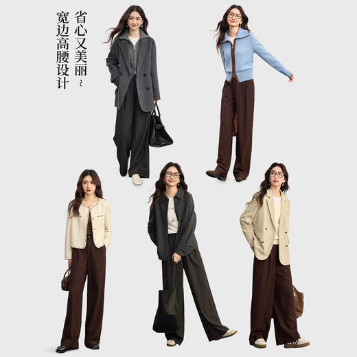 【09/03新品】熙世界阔腿西装裤女2025秋季新款通勤高腰显瘦宽松休闲直筒长裤子 商品图2