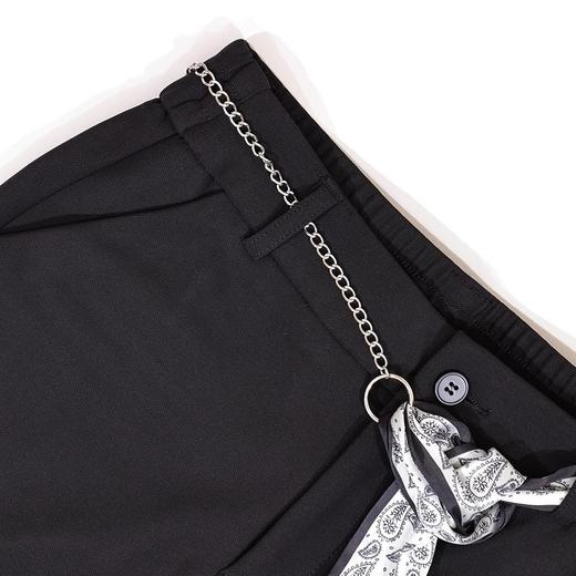 半身缘女裤 春季腰部链条丝巾弹力修身微喇休闲裤261102M10320047 商品图4