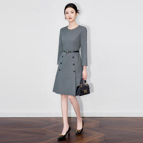 「高货wl」全新升级【铂金会员367/天猫489/差价122】(00013)洛诗琳高级感通勤知性连衣裙2025早秋新款气质收腰A字裙