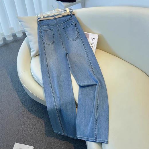 丁摩 高端【镶钻】阔腿牛仔裤女春秋季宽松显瘦烫钻垂感窄版直筒裤5ZF-914 商品图2